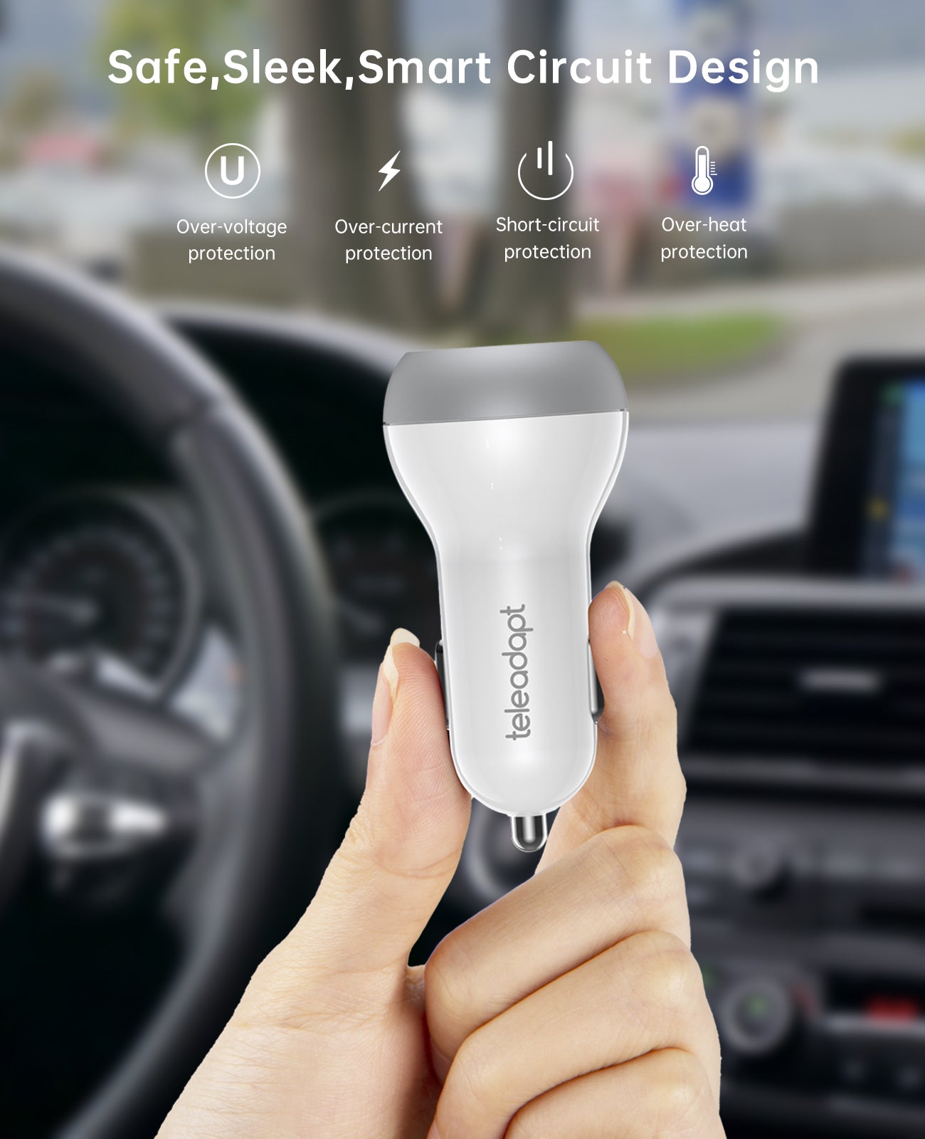 30W Car Charger USB C/USB A