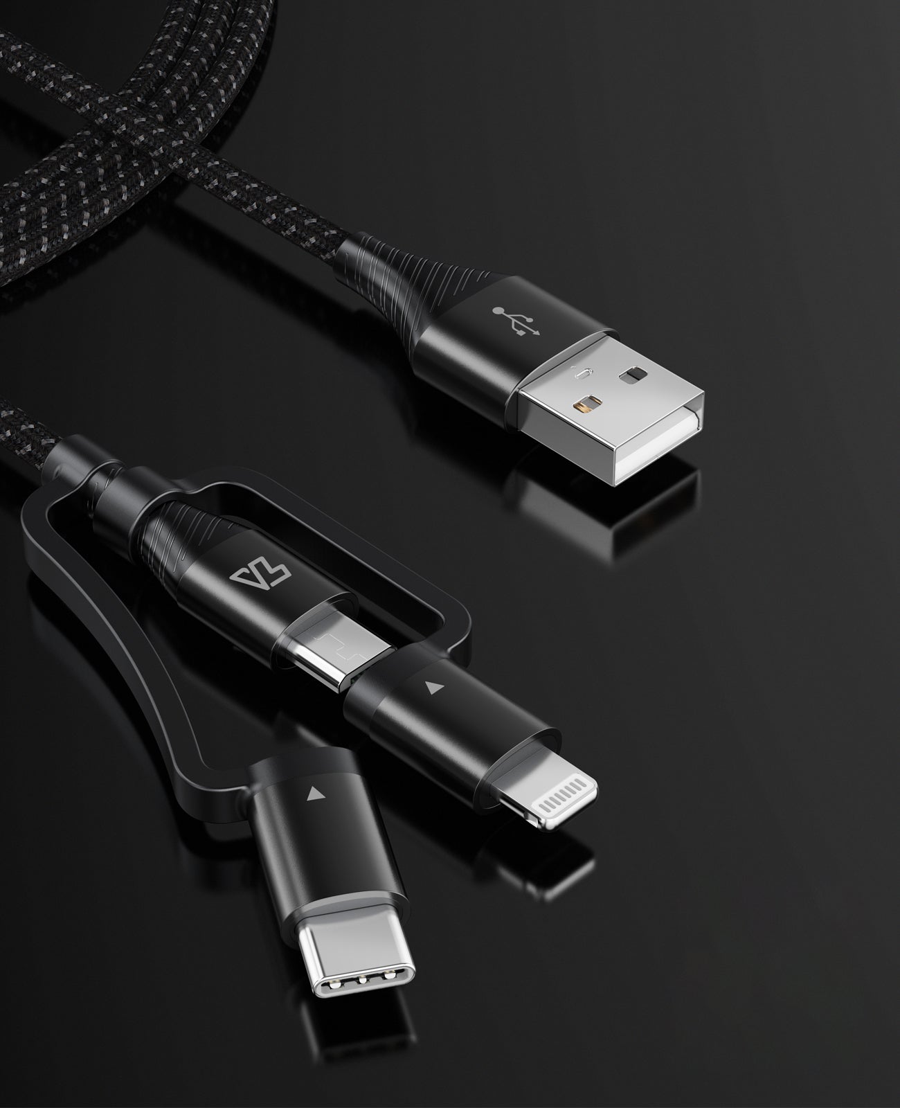 USB A to 3-in-1 Cable, 3FT/0.9M