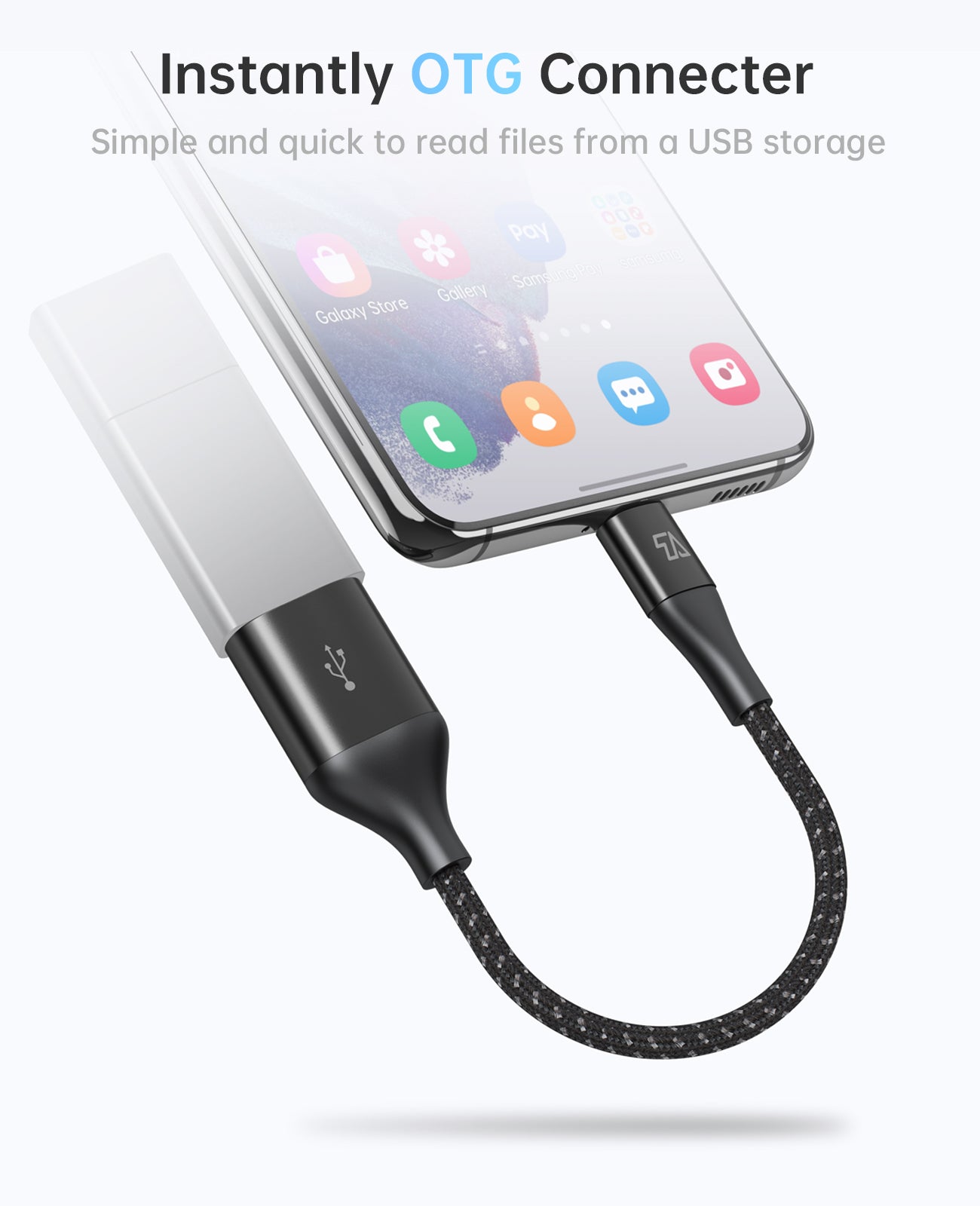 USB C to USB A Socket, 0.5FT/0.15M