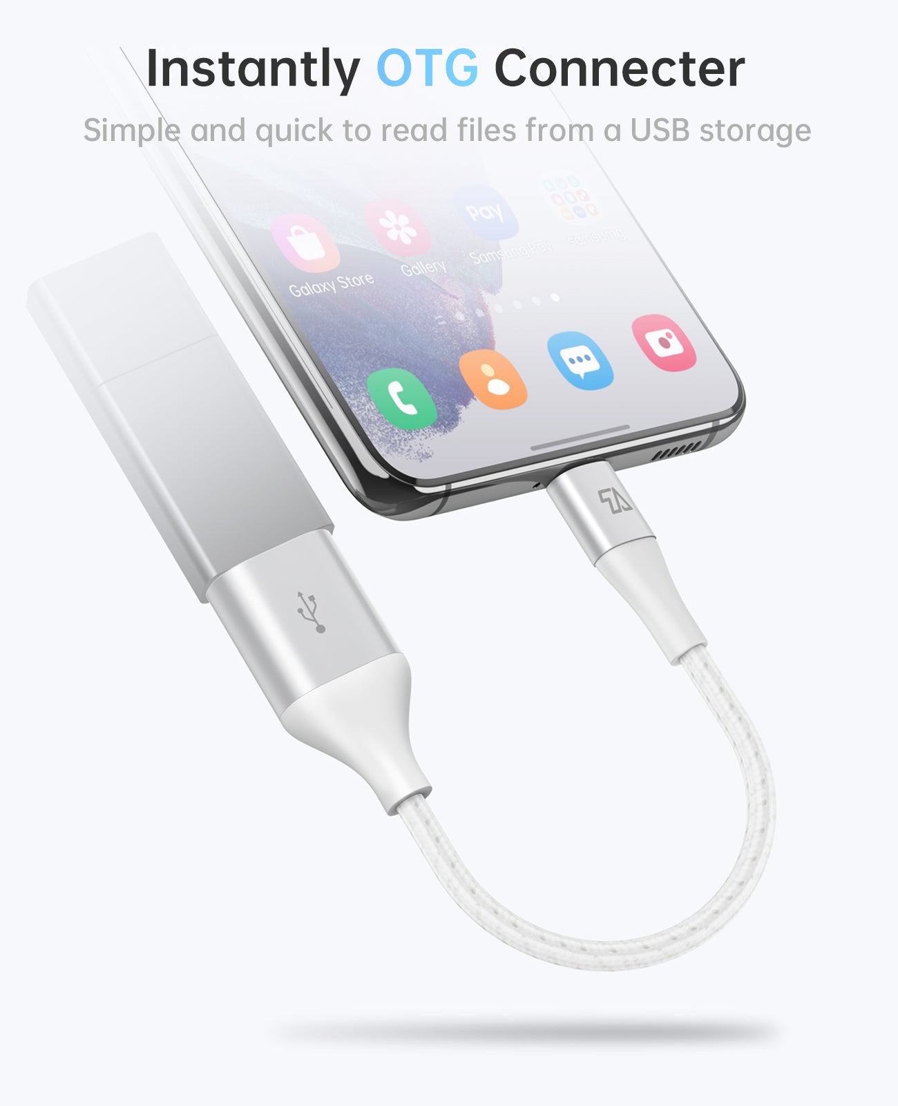 USB C to USB A Socket, 0.5FT/0.15M