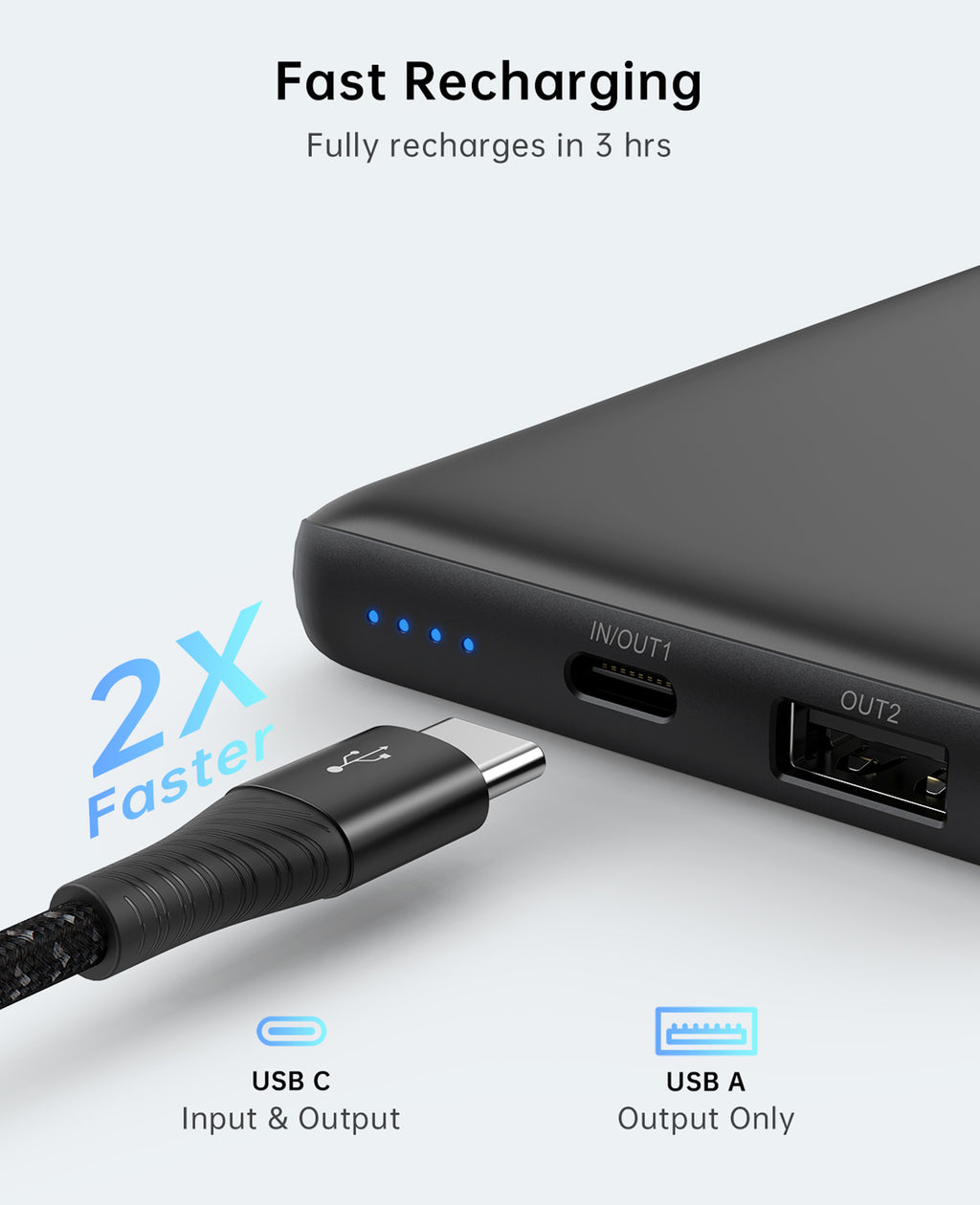 USB C/USB A Power Bank With PD – teleadapt