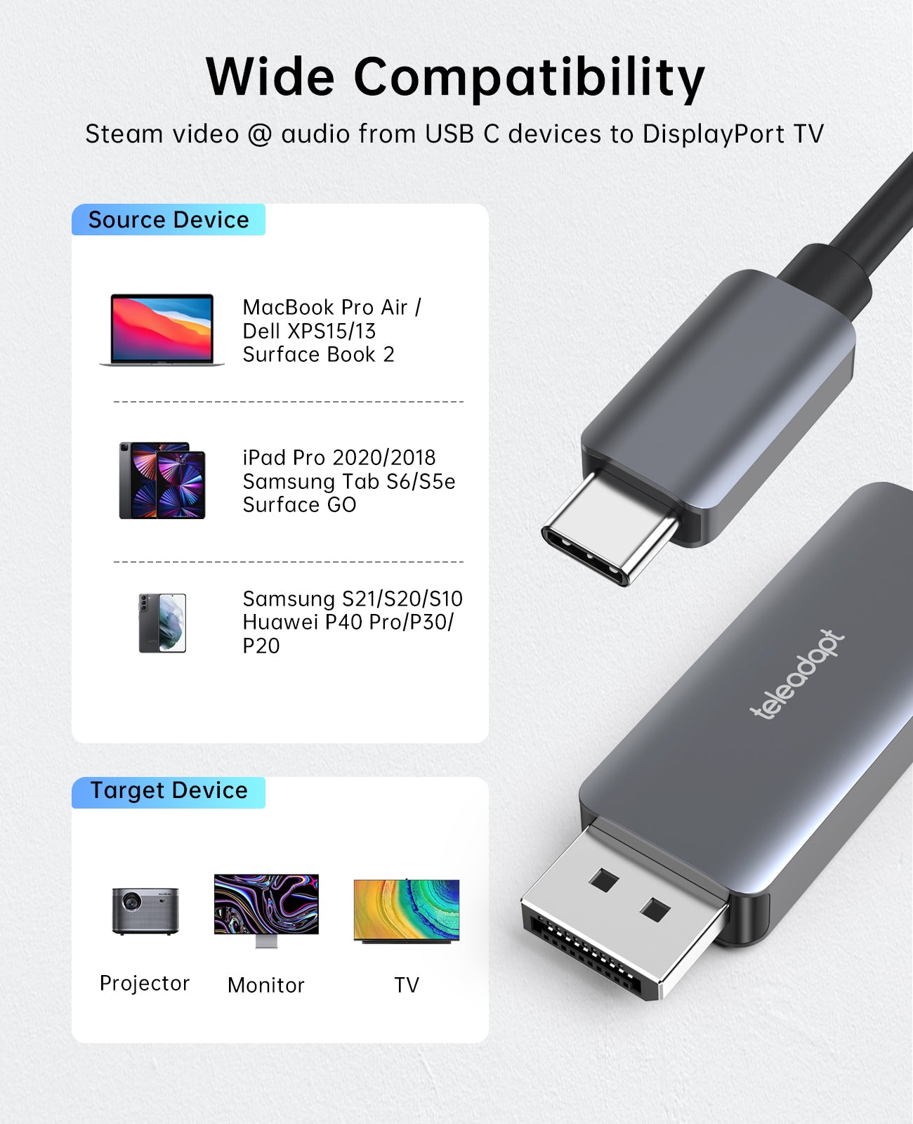 USB C Male to DisplayPort Male