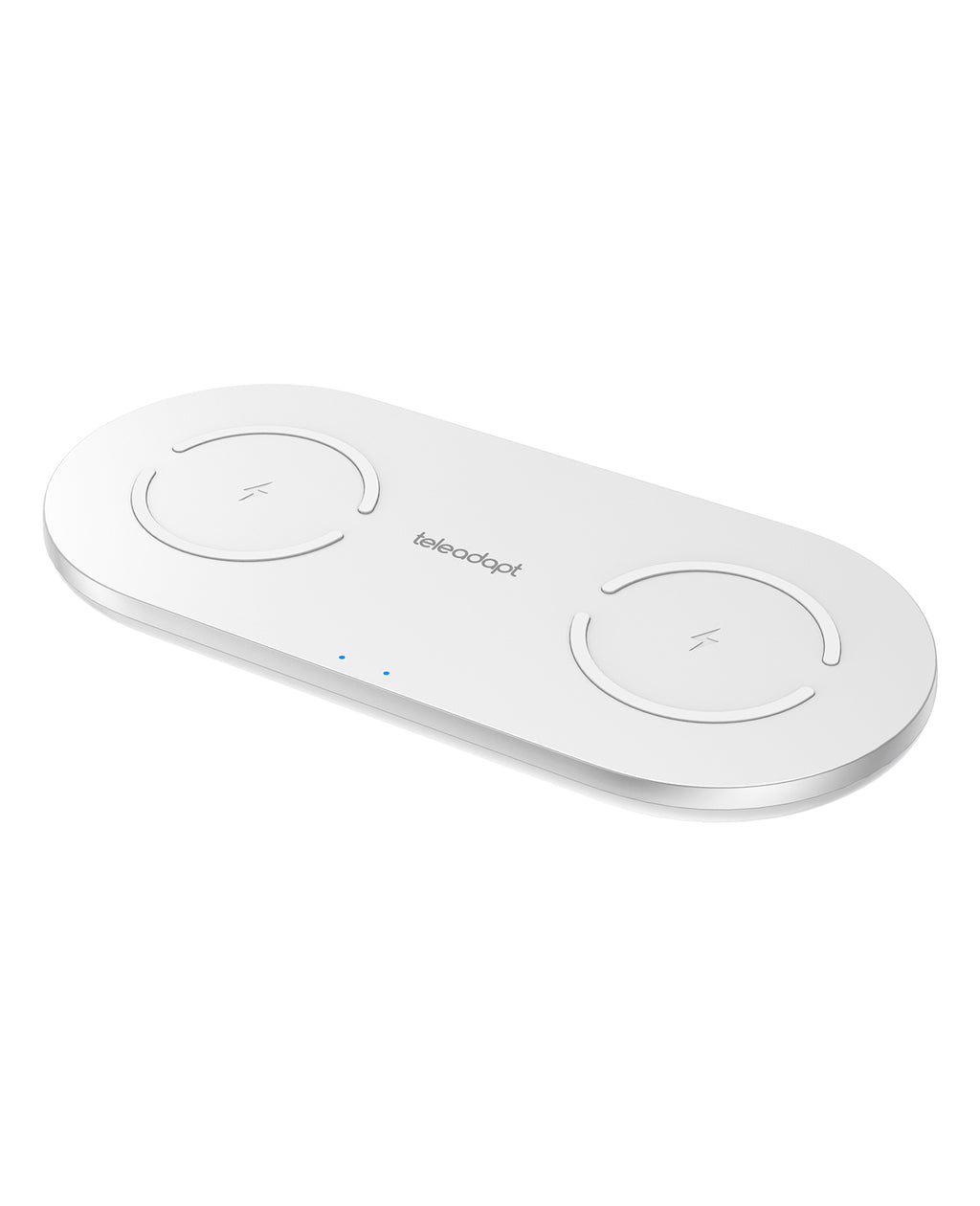 Teleadapt ChargePort Duo. 10W Qi Certified Wireless Charging Pad. Suitable for iPhone, AirPods, Galaxy, Galaxy Buds and Other Qi Devices. Attractive W